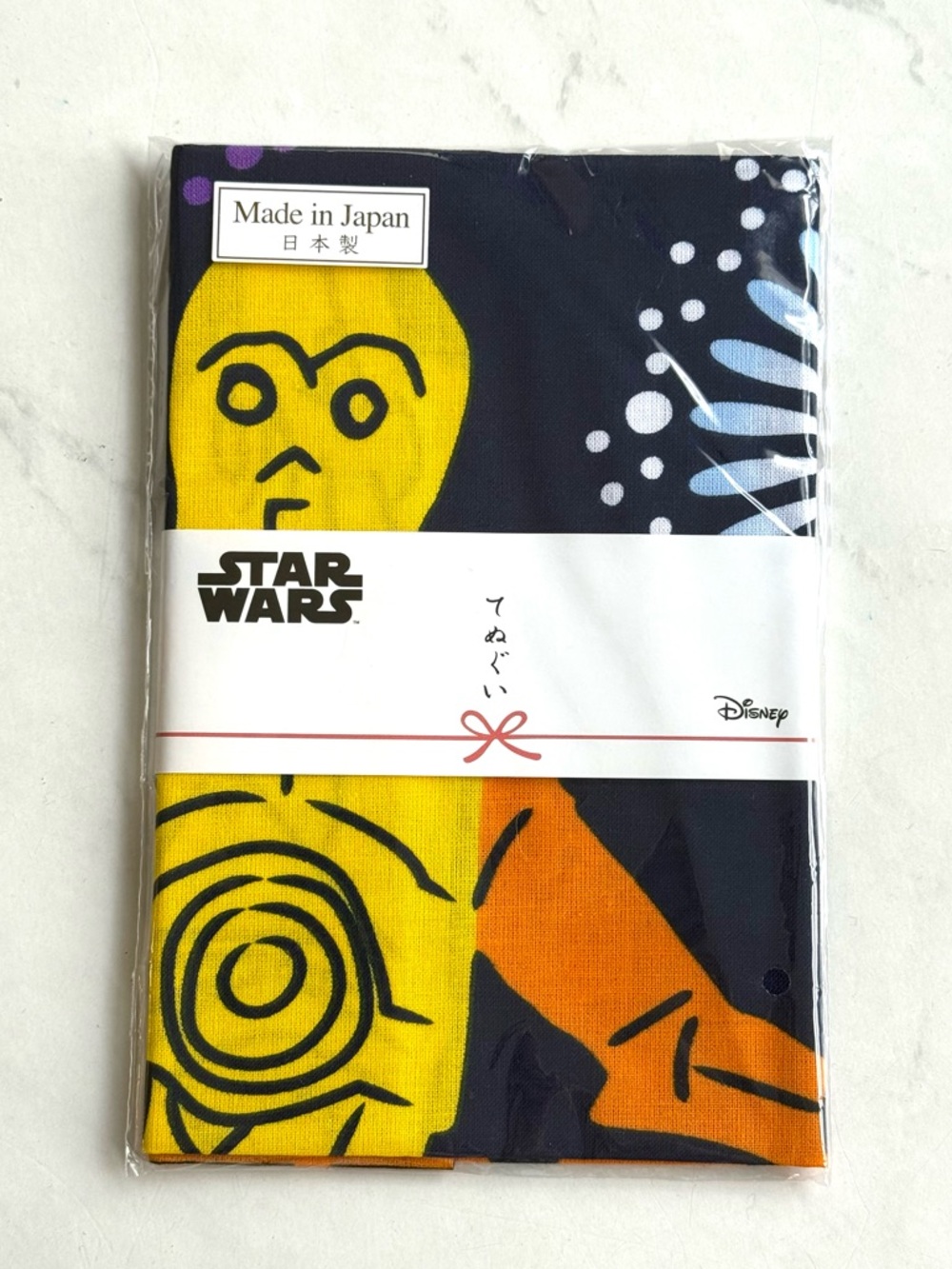 Star Wars C-3PO and R2-D2 Tenugui Japanese Cotton Towel Banner New Made in Japan